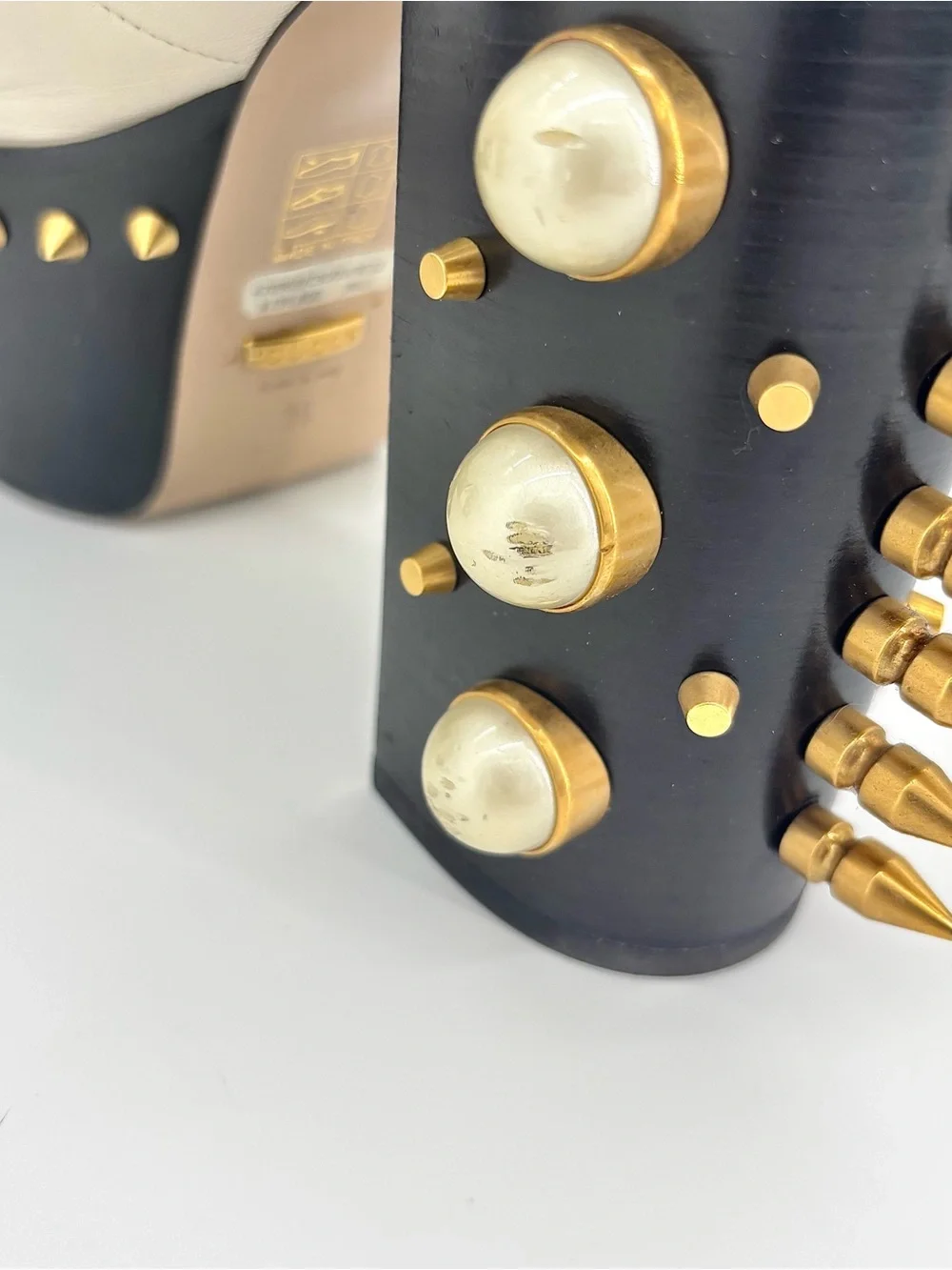 Gucci Vegas Spiked Pearl Horsebit Platform High Block Heel Loafers 36